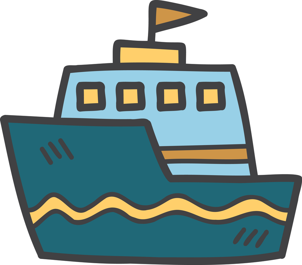 Hand Drawn toy boat for kids illustration isolated on background