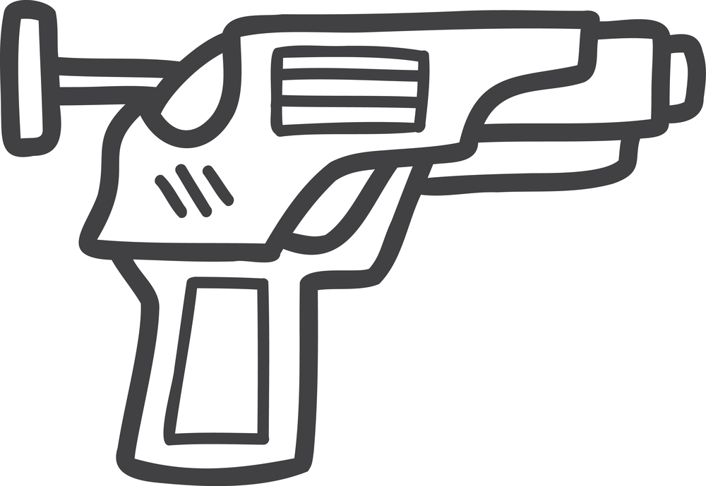 Hand Drawn toy gun for kids illustration isolated on background