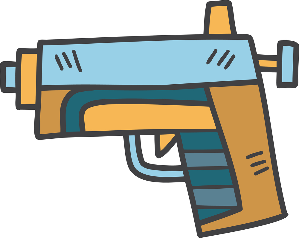 Hand Drawn toy gun for kids illustration isolated on background