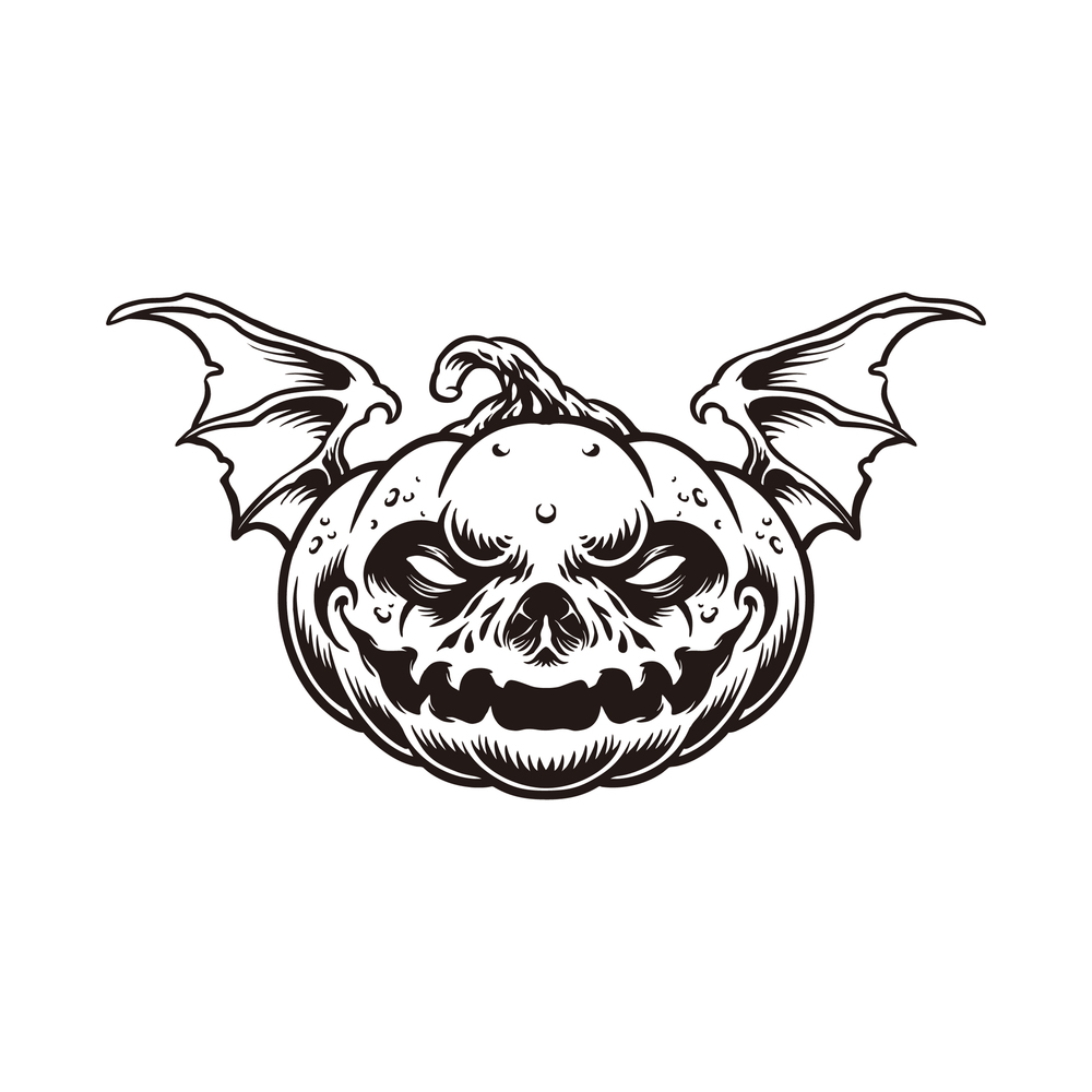 Halloween character the pumpkin head with bat wing Vector illustrations for your work Logo, mascot merchandise t-shirt, stickers and Label designs, poster, greeting cards advertising business company or brands.