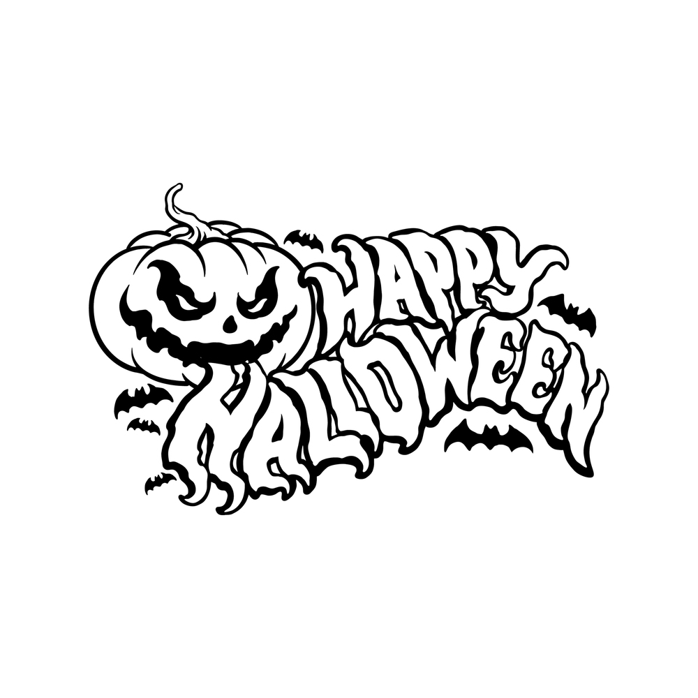 Happy Halloween Text Logo Silhouette Vector illustrations for your work Logo, mascot merchandise t-shirt, stickers and Label designs, poster, greeting cards advertising business company or brands.
