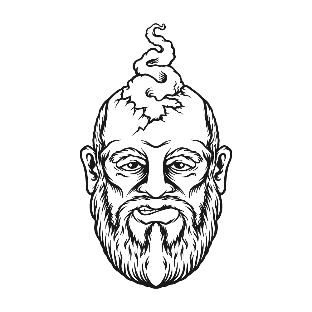 Head Old Man Cloud Silhouette Vector illustrations for your work Logo, mascot merchandise t-shirt, stickers and Label designs, poster, greeting cards advertising business company or brands.