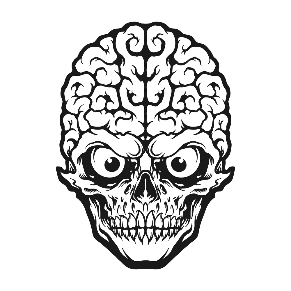 Head Skull Brain Mascot Silhouette Vector illustrations for your work Logo, mascot merchandise t-shirt, stickers and Label designs, poster, greeting cards advertising business company or brands.