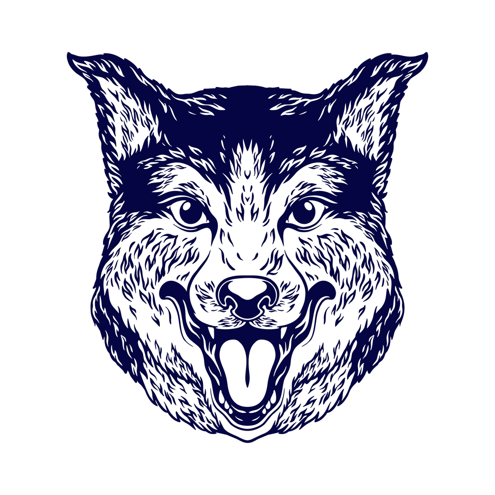 Head Wolf Mascot Silhouette Vector illustrations for your work Logo, mascot merchandise t-shirt, stickers and Label designs, poster, greeting cards advertising business company or brands.