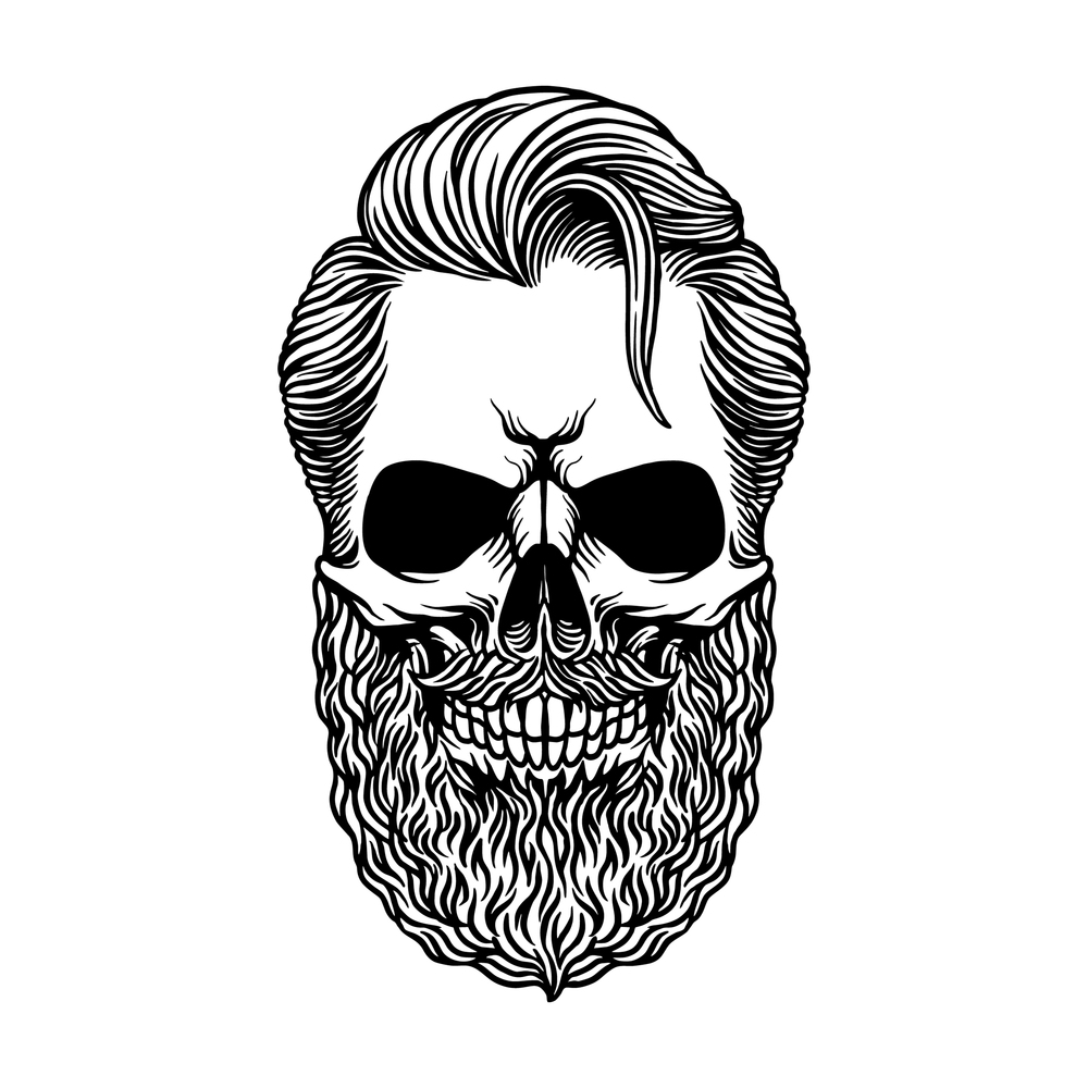 Hipster Skull Head Tattoo Silhouette Vector illustrations for your work Logo, mascot merchandise t-shirt, stickers and Label designs, poster, greeting cards advertising business company or brands.