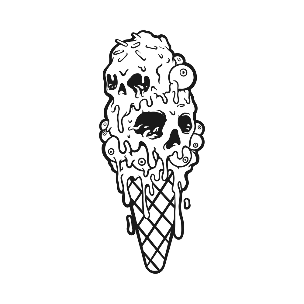 Ice Cream Horror Eye Silhouette Vector illustrations for your work Logo, mascot merchandise t-shirt, stickers and Label designs, poster, greeting cards advertising business company or brands.