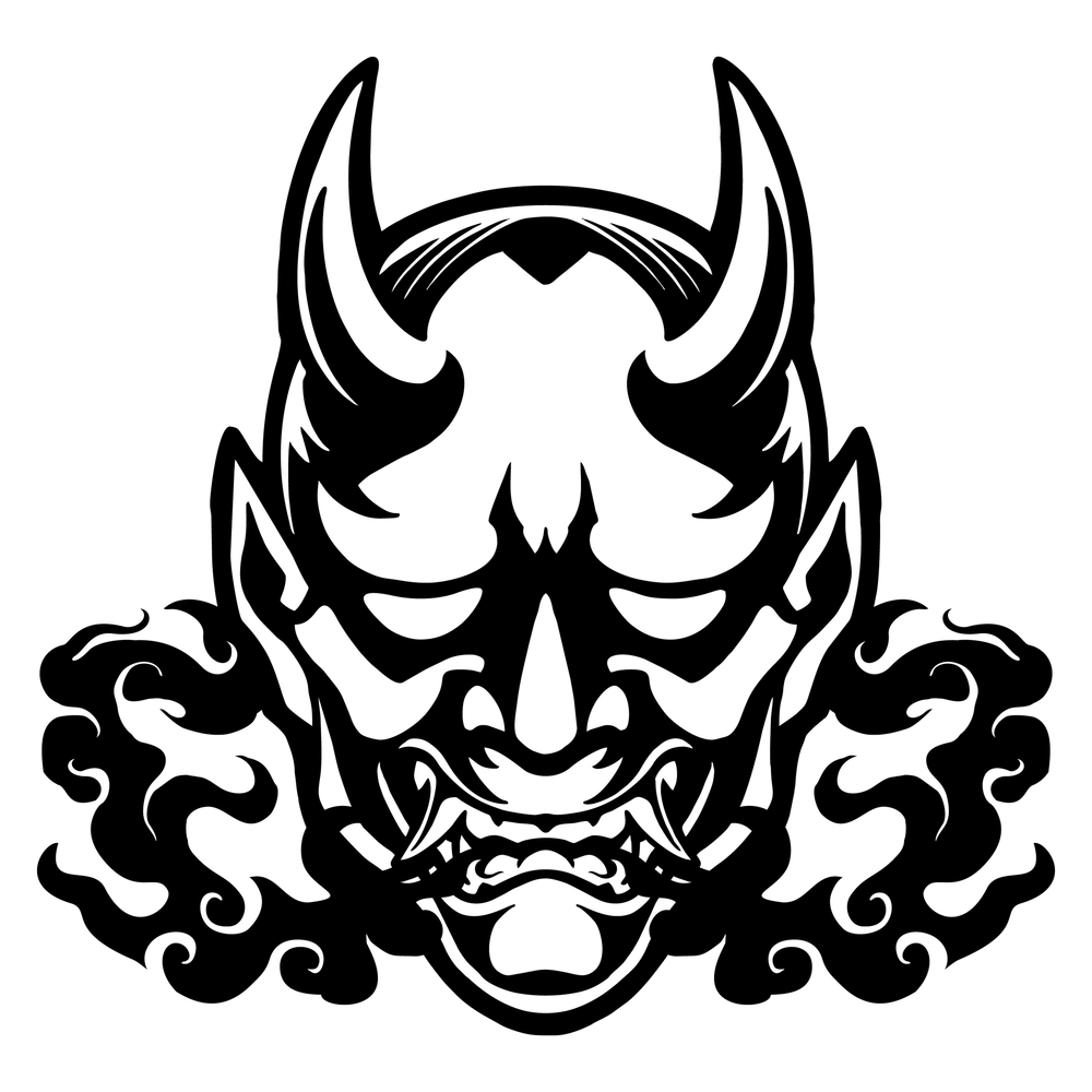 Japanese Hannya Mask Silhouette Vector illustrations for your work Logo, mascot merchandise t-shirt, stickers and Label designs, poster, greeting cards advertising business company or brands.