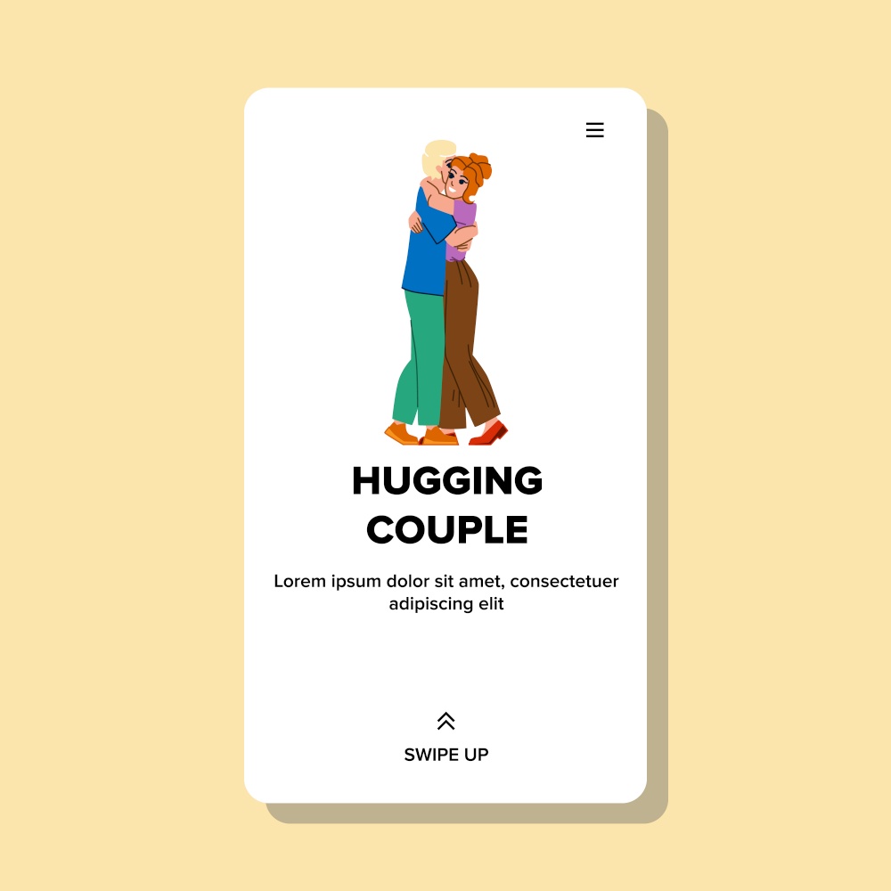 hugging couple vector. man young, woman female, love male, together happy family, girl beautiful, adult relationship hugging couple web flat cartoon illustration. hugging couple vector