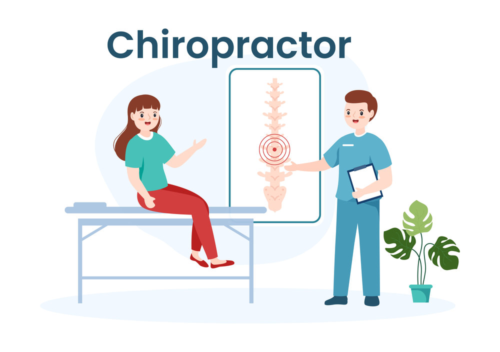 Chiropractor Flat Cartoon Hand Drawn Templates Illustration of Patient in Physiotherapy Rehabilitation with Osteopathy Specialist Natural Treatment