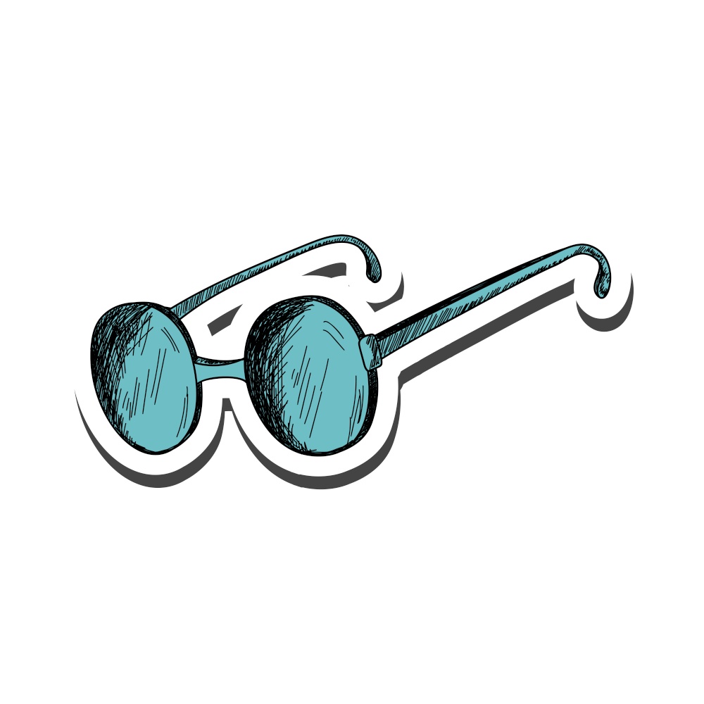 Eyeglasses sticker with shadow on education theme. Back to school. Vector illustration.