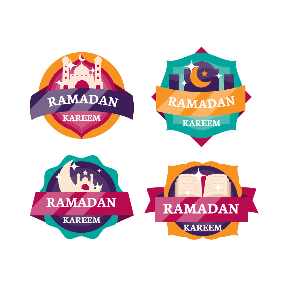 ramadan kareem islamic celebration label set