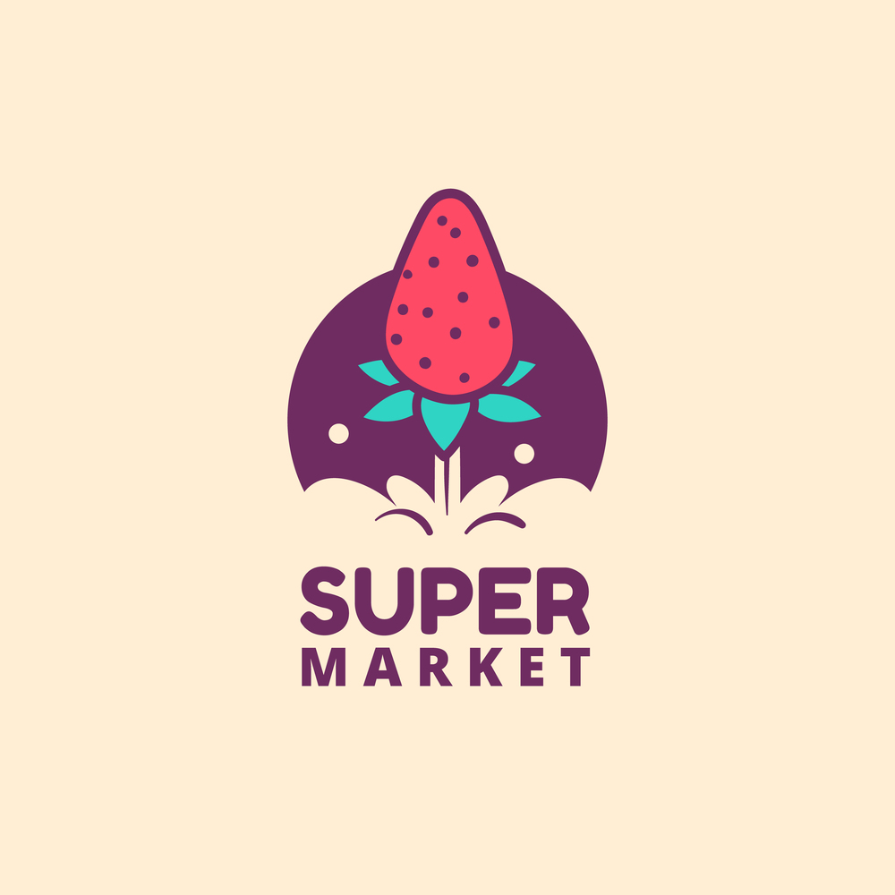 supermarket strawberry rocket logo