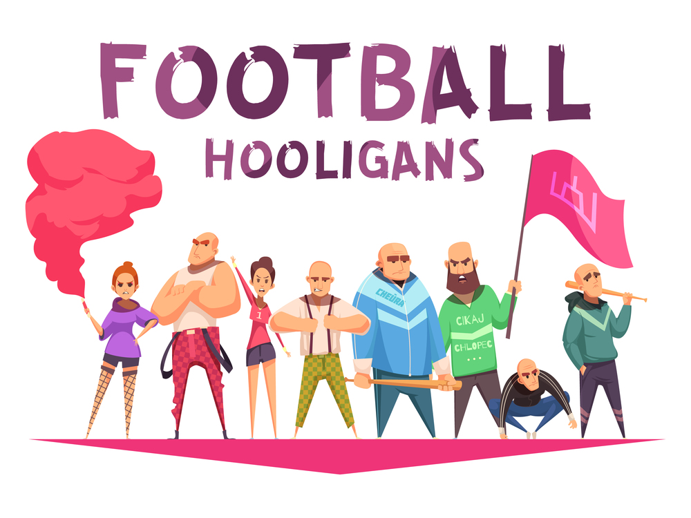 Hand drawn football hooligans