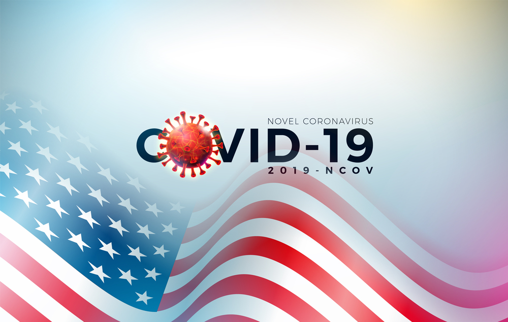 coronavirus outbreak usa design with virus blood cell and national flag
