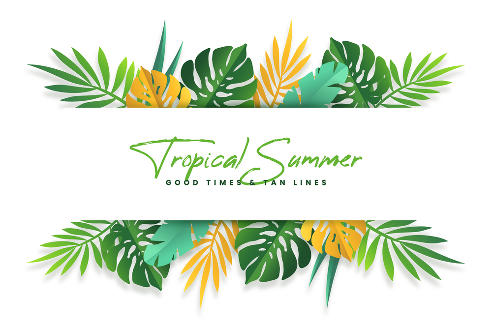 Tropical leaves in paper style background