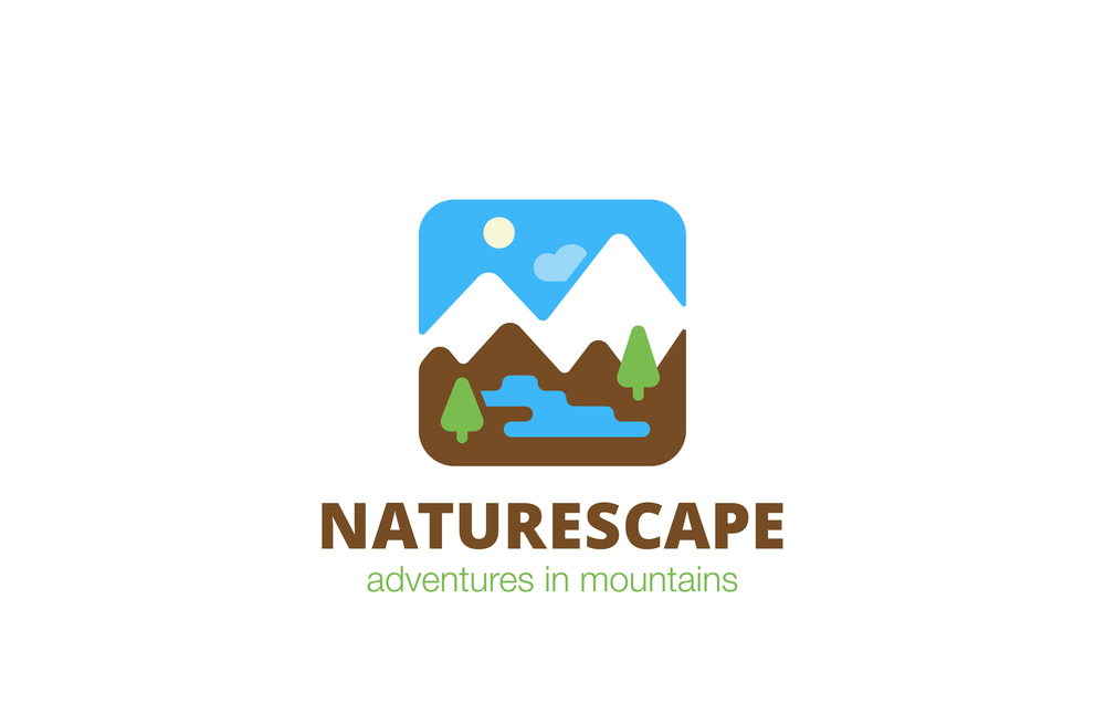 Square Nature Landscape Travel Logo design vector template