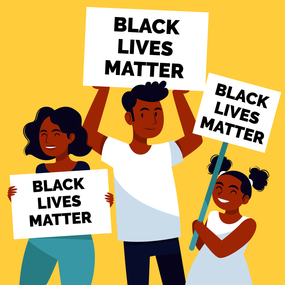 Black lives matter placards