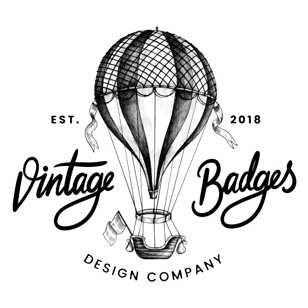vintage badge balloon art logo