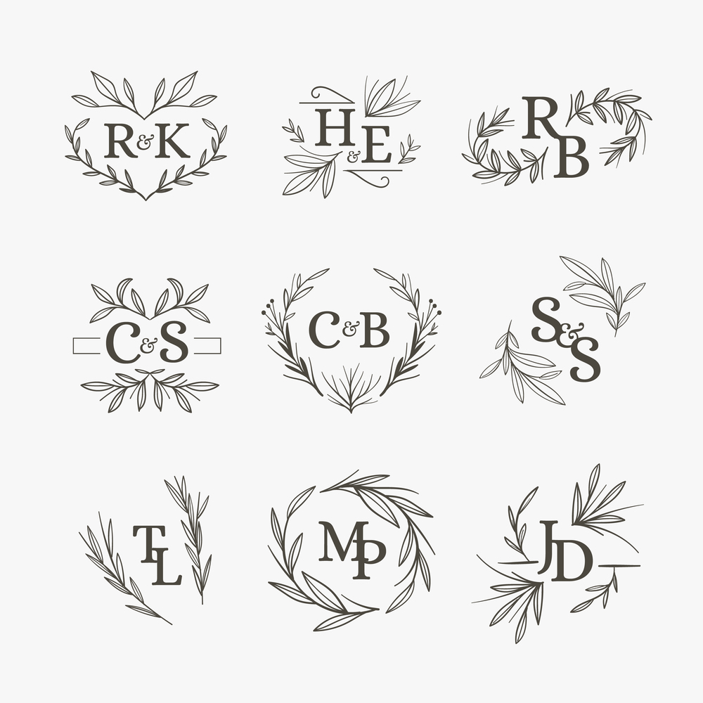 Floral design wedding logo collection