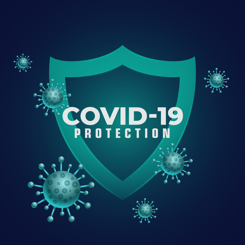 Medical protection shield stopping and destroying coronavirus
