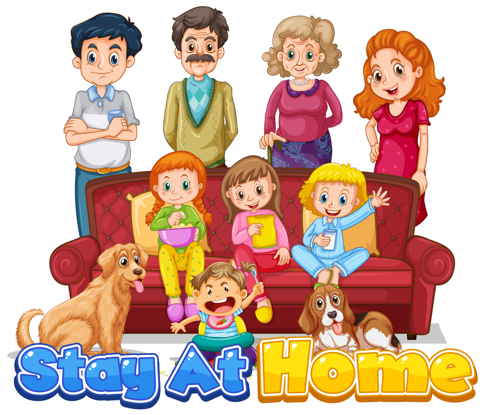 stay at home with happy family members