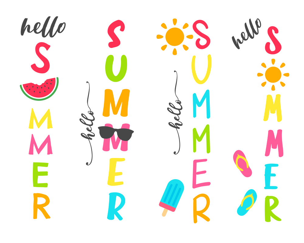 Summer&rsquo;s house sign with "Hello Summer" emblazoned with watermelon and sunglasses.
