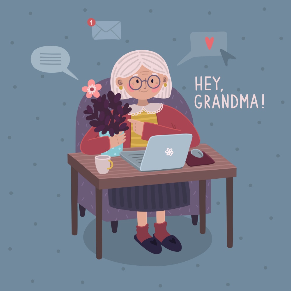 Grandma and leptop