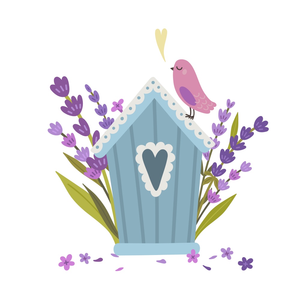 Lavender birdhouse