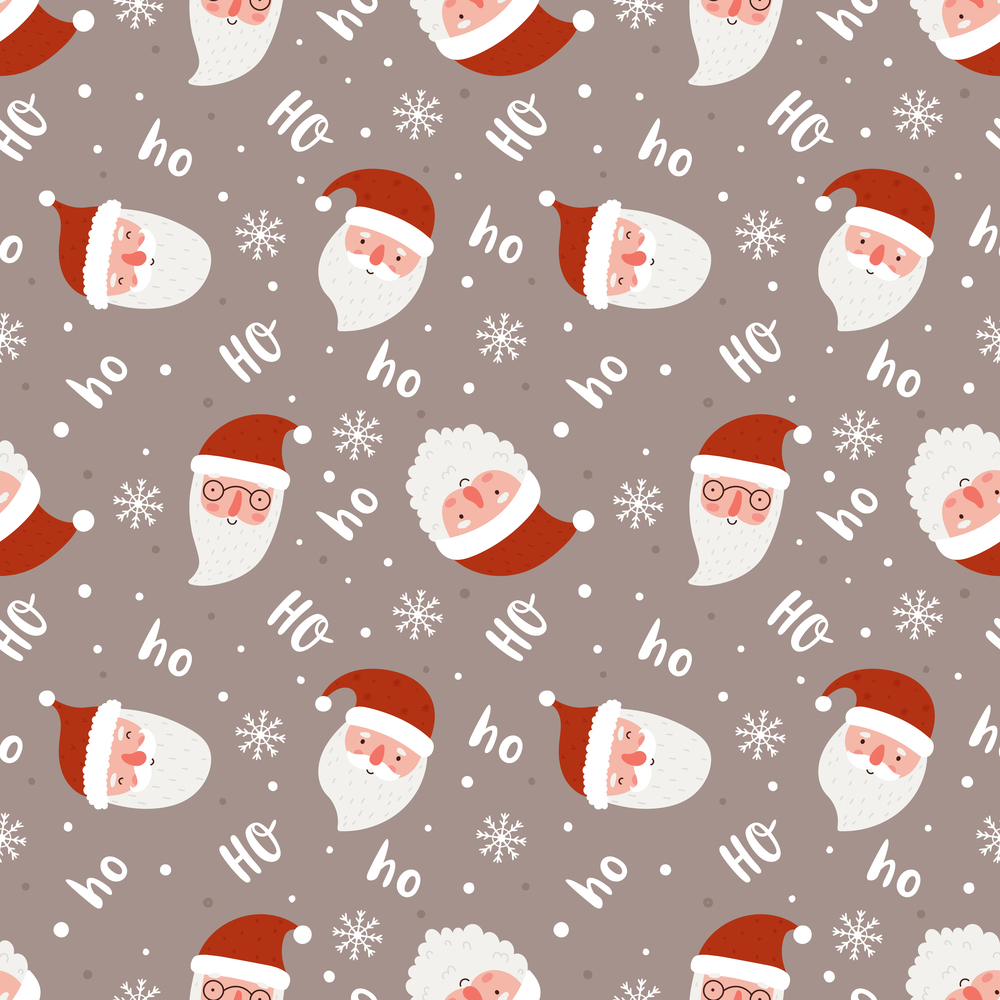 Christmas seamless pattern with funny santas. Vector illustration. Ideal for fabric, wrapping paper.. Christmas seamless pattern with funny santas. Vector illustration.