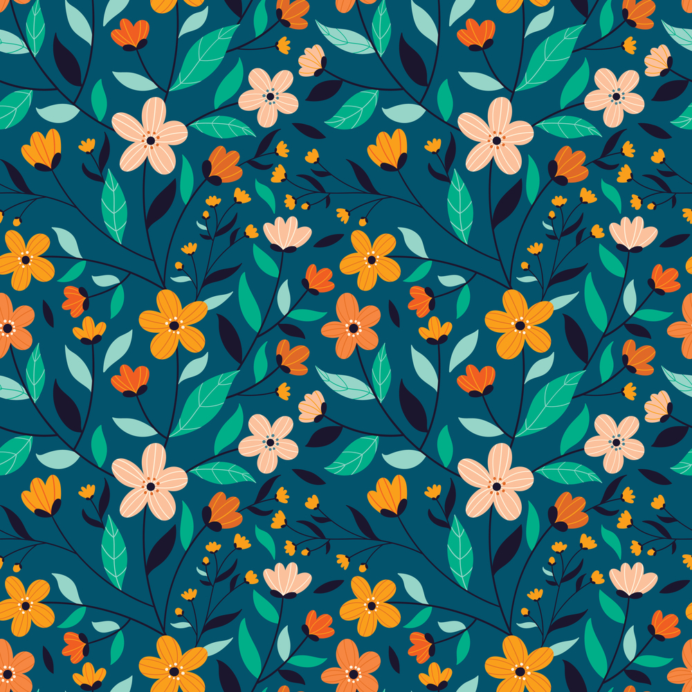 Floral seamless pattern with flowers and plants Vector seamless pattern for fabric, wrapping paper, cards. Floral seamless pattern with flowers and plants Vector seamless pattern