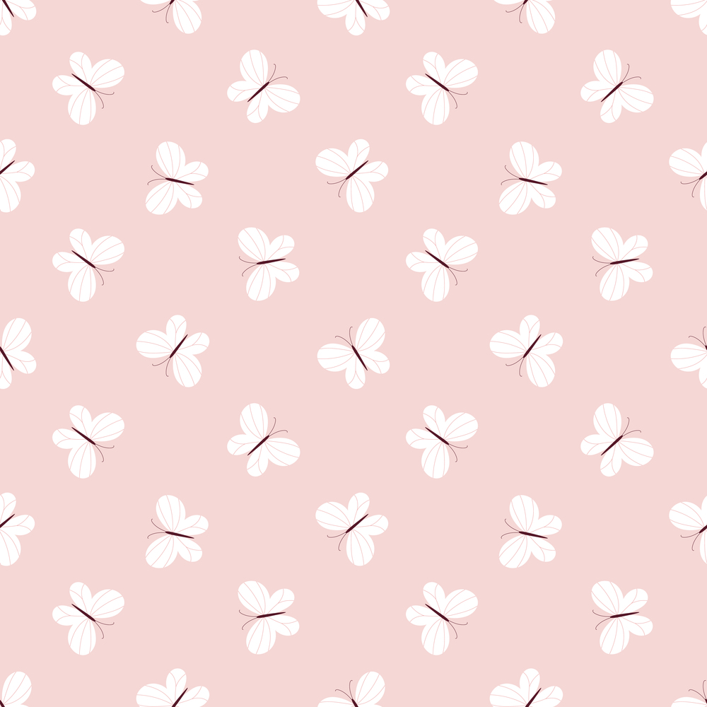 Seamless vector pattern with small butterflies on a light pink background. Seamless pattern for fabrics, wrapping paper, children s textiles. Seamless vector pattern with small butterflies on a light pink background.