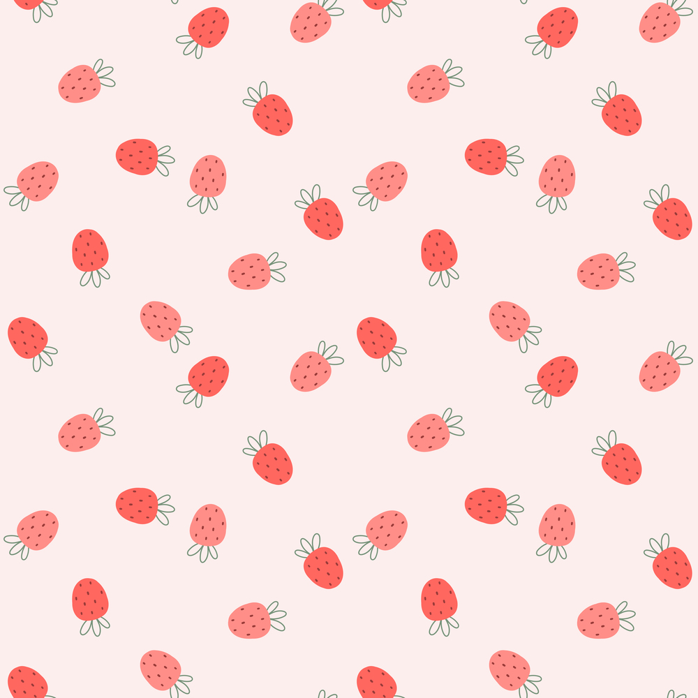 Seamless childish pattern with hand drawn strawberries. Childish scandinavian style texture for fabric, wrapping, textile, wallpaper, clothes. Vector illustration.. Seamless childish pattern with hand drawn strawberries.
