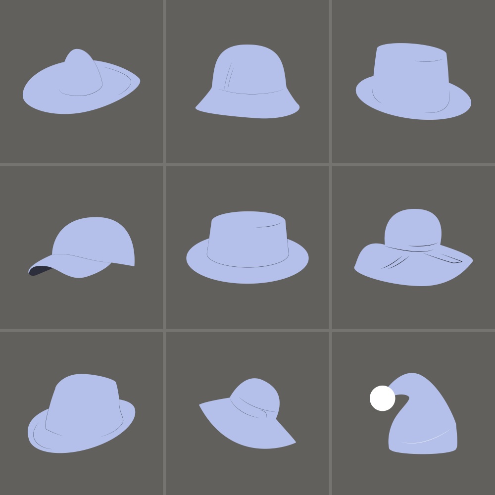 Set of icons on a theme Headgear. Headgear