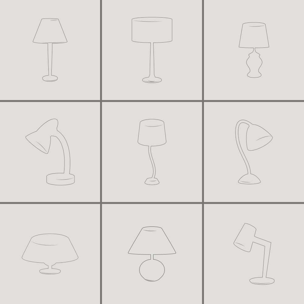 Set of icons on a theme Table lamps. Table lamps