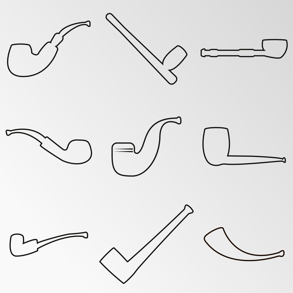 Set of objects on the theme of smoking pipes. Vector illustration on the theme smoking pipes