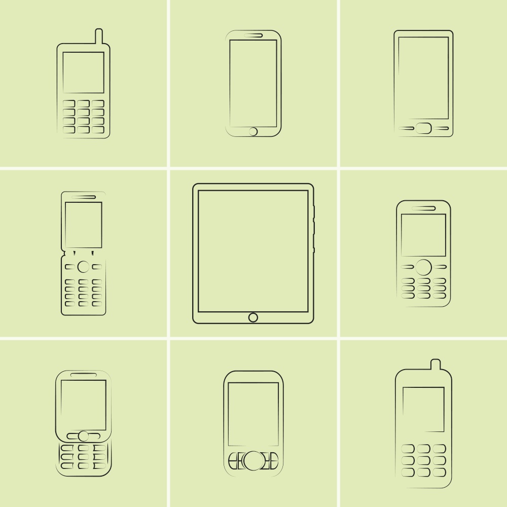 Set of icons on a theme mobile phone, smartphone. Vector illustrations on the theme mobile phone, smartphone