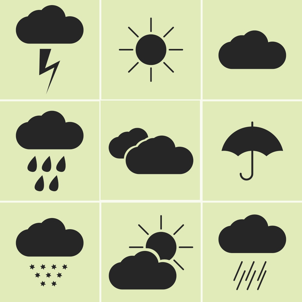 Set of icons on a theme weather. Vector illustrations on the theme weather
