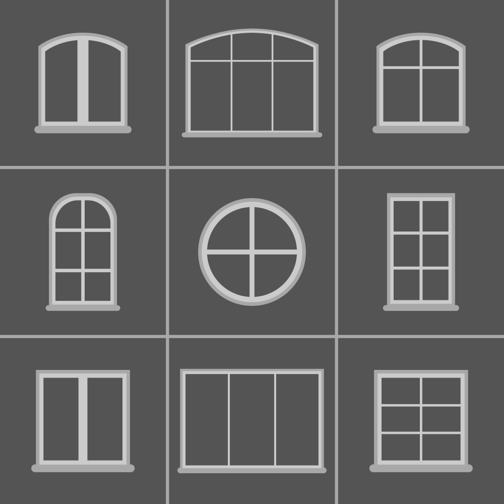 Set of icons on a theme windows. Vector illustrations on the theme windows