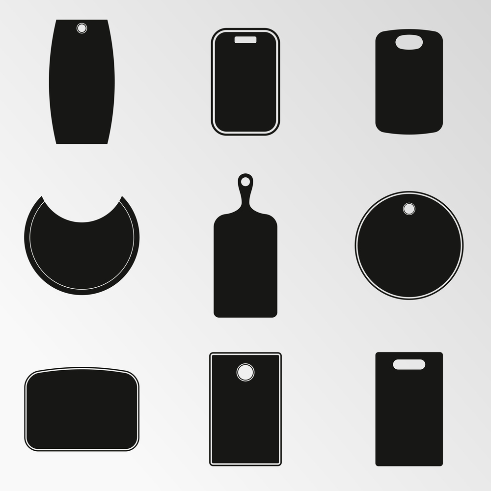 Set of objects on the theme of cutting boards. Vector illustration on the theme cutting boards