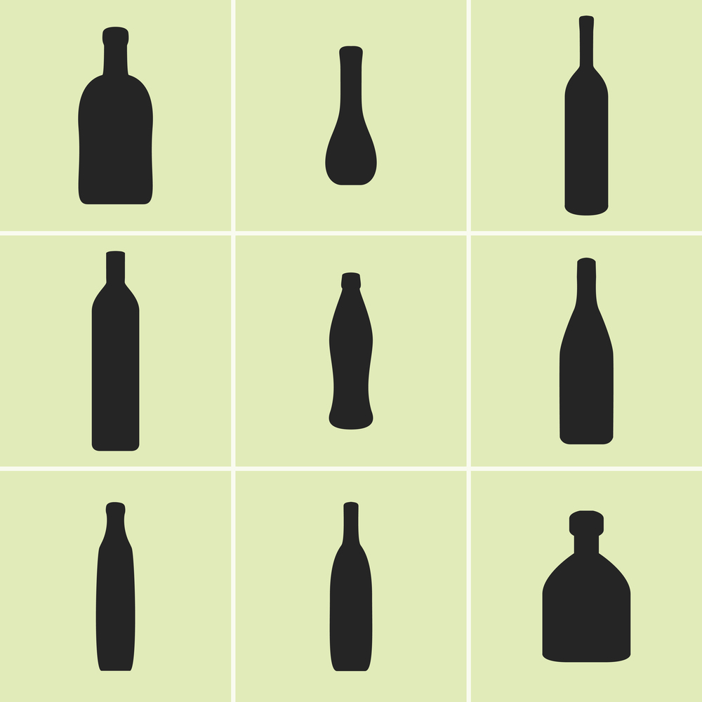 Set of icons on a theme alcohol and Glassware. Vector illustrations on the theme alcohol and Glassware