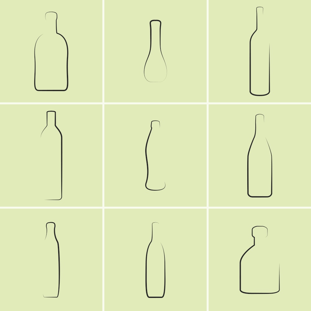 Set of icons on a theme alcohol and Glassware. Vector illustrations on the theme alcohol and Glassware