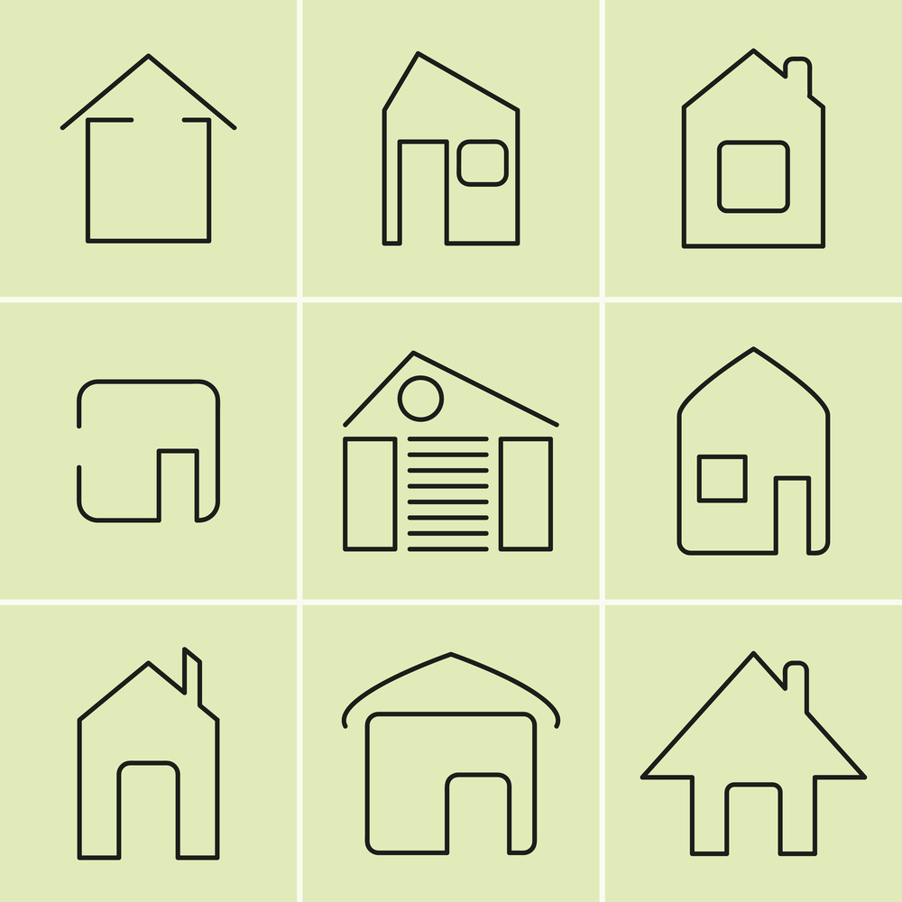 Set of icons on a theme house. Vector illustrations on the theme house