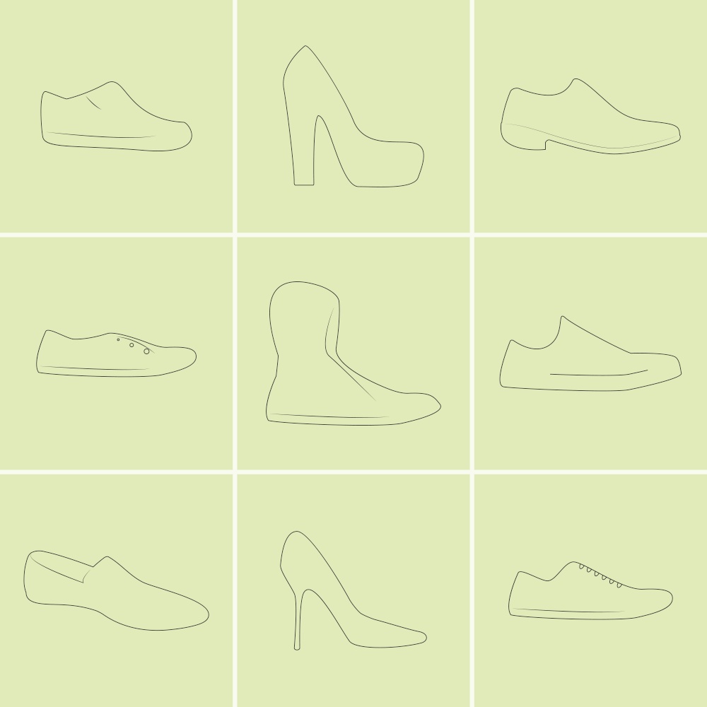 Set of icons on a theme shoes. Vector illustrations on the theme shoes