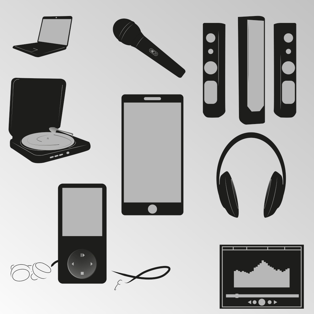 Set of objects on the theme of music. Vector illustration on the theme of music
