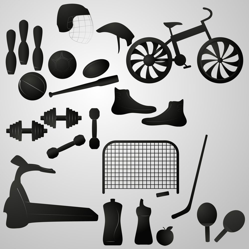 Set of objects on the theme of sport, healthy lifestyle. Vector illustration on the theme of sport, healthy lifestyle