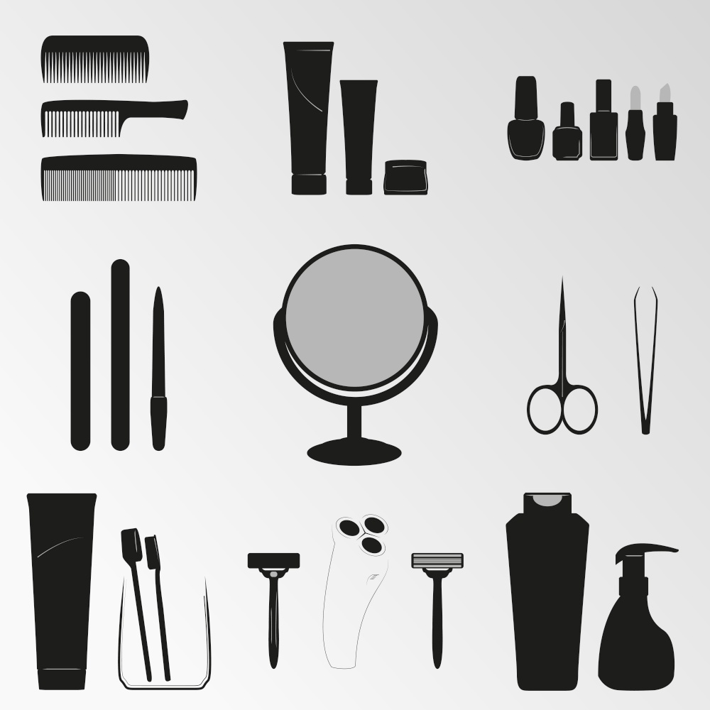 Set of objects on the theme of Beauty & Care. Vector illustration on the theme of Beauty