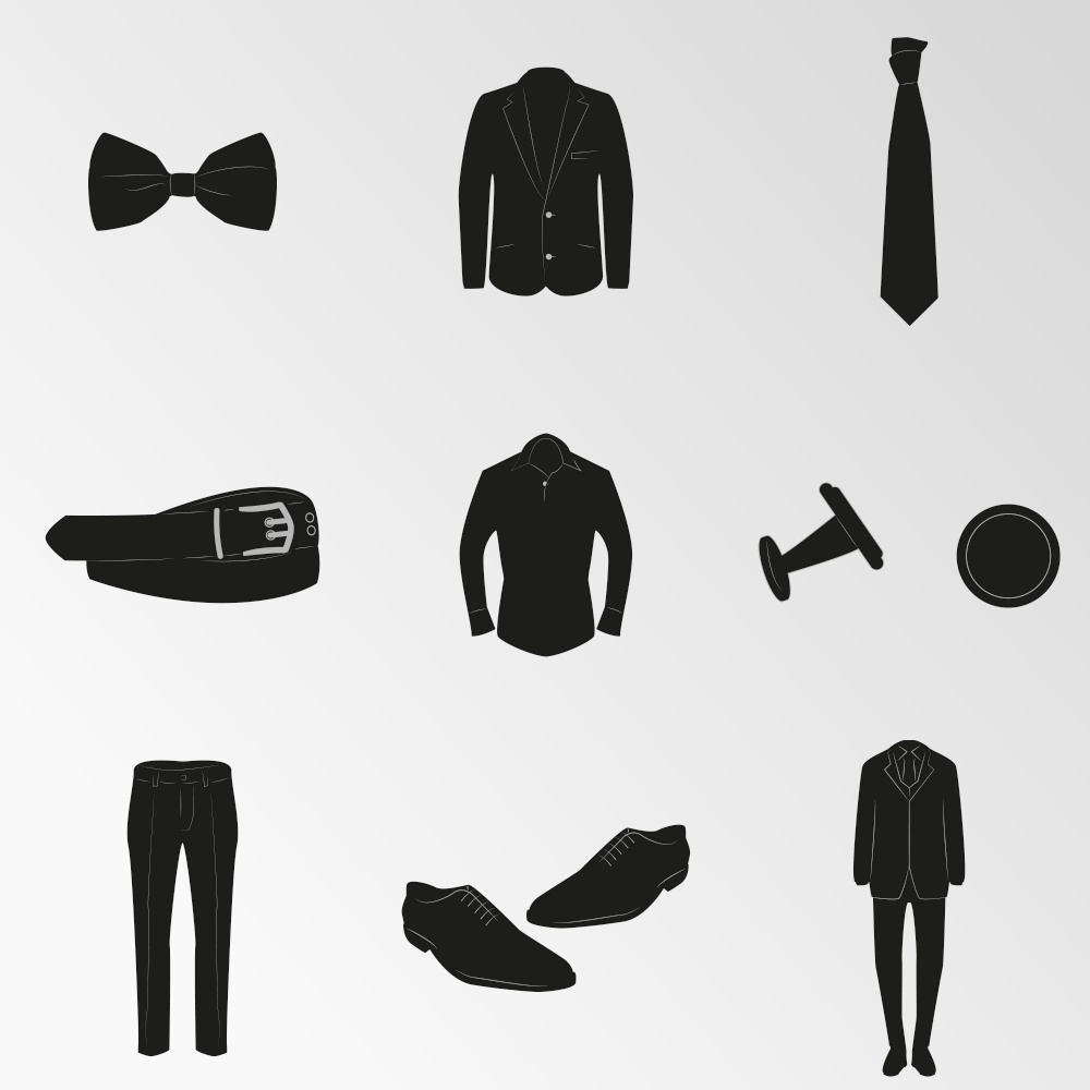 Set of objects on the theme of men&quot;s suit. Vector illustration on the theme men&quot;s suit