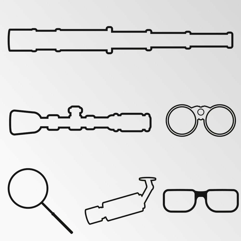 Set of objects on the theme of observation. Vector illustration on the theme observation