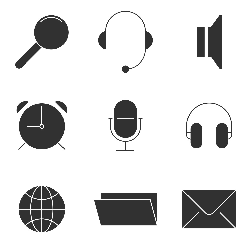 Set of objects on the theme of media and communication. Vector illustration on the theme media and communication