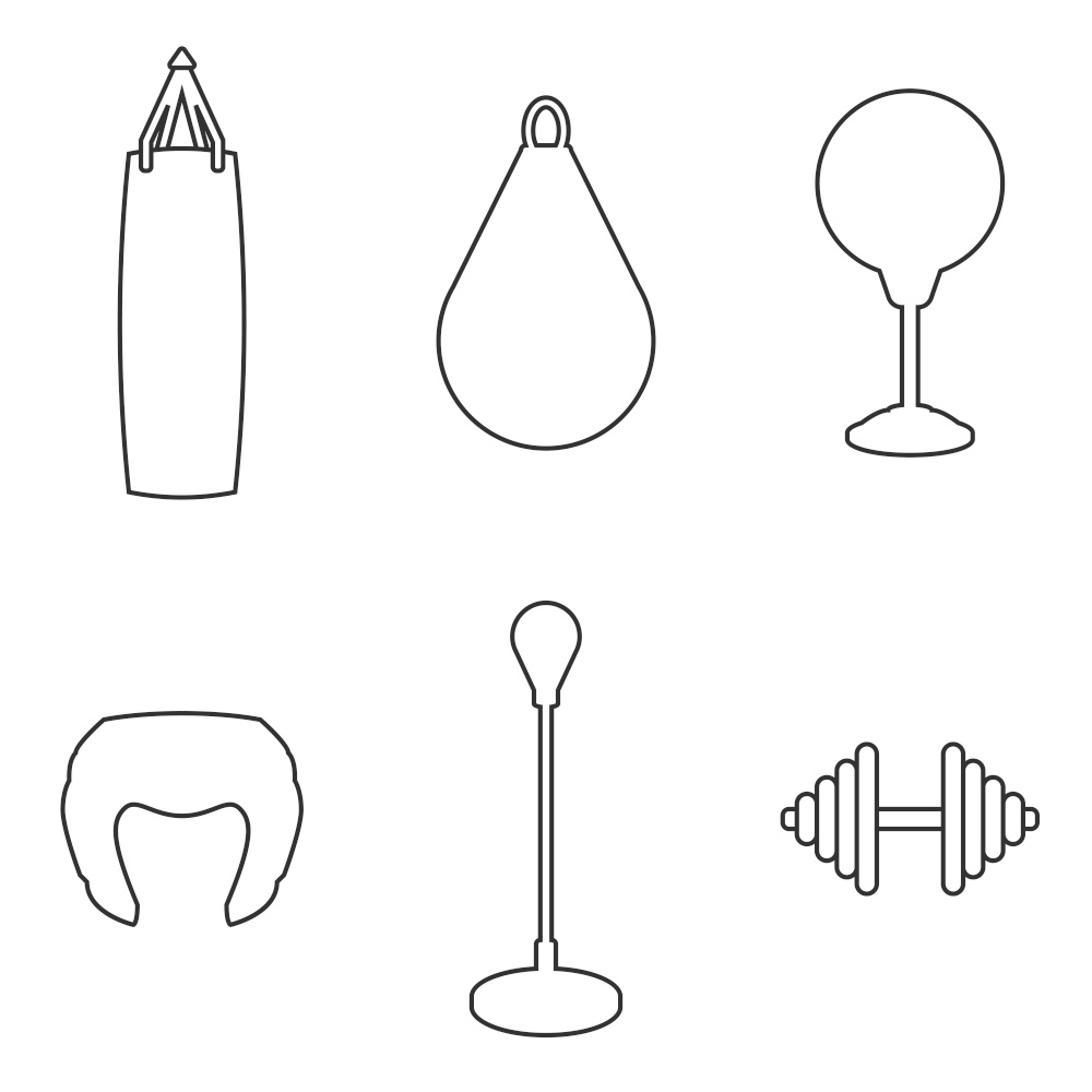 Set of objects on the theme of boxing. Vector illustration on the theme boxing